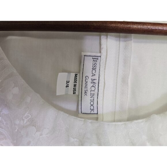 Jessica McClintock Gunne Sax White Lace Prairie Dress Wedding Size 3/4 - Picture 2 of 4